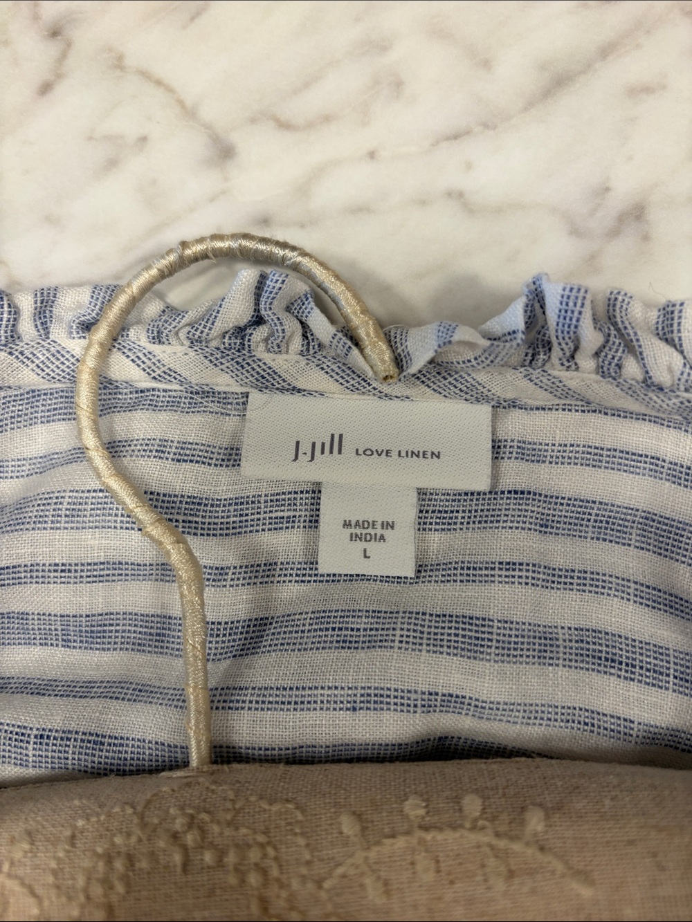 J. Jill White & Blue Striped Embroidered Peasant Tunic - Picture 2 of 9